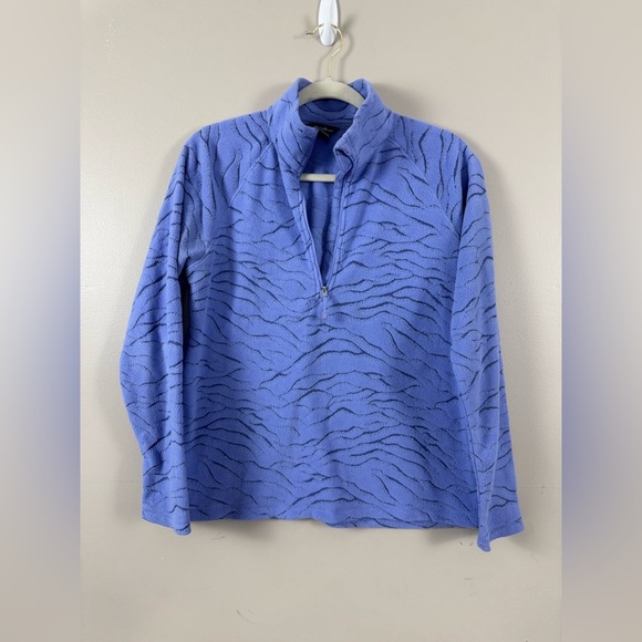 Eddie Bauer women’s quest fleece 1/4 zip printed in Viola size Medium periwinkle - Picture 7 of 11